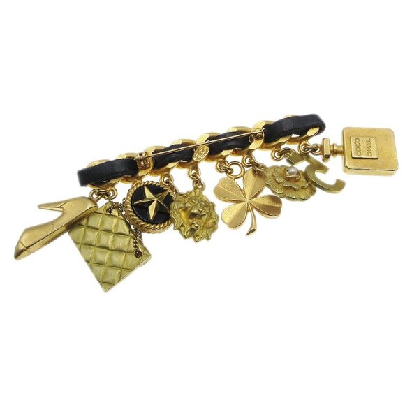 Chanel Icon Brooch Pin Bag Perfume Bottle Clover No5 Gold 94P 56480 - Picture 6 of 8